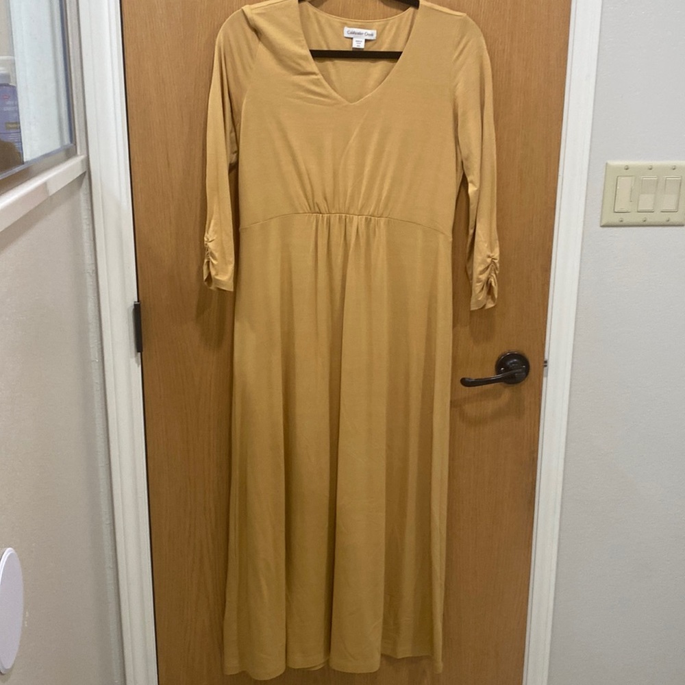 Coldwater Creek mustard colored maxi dress